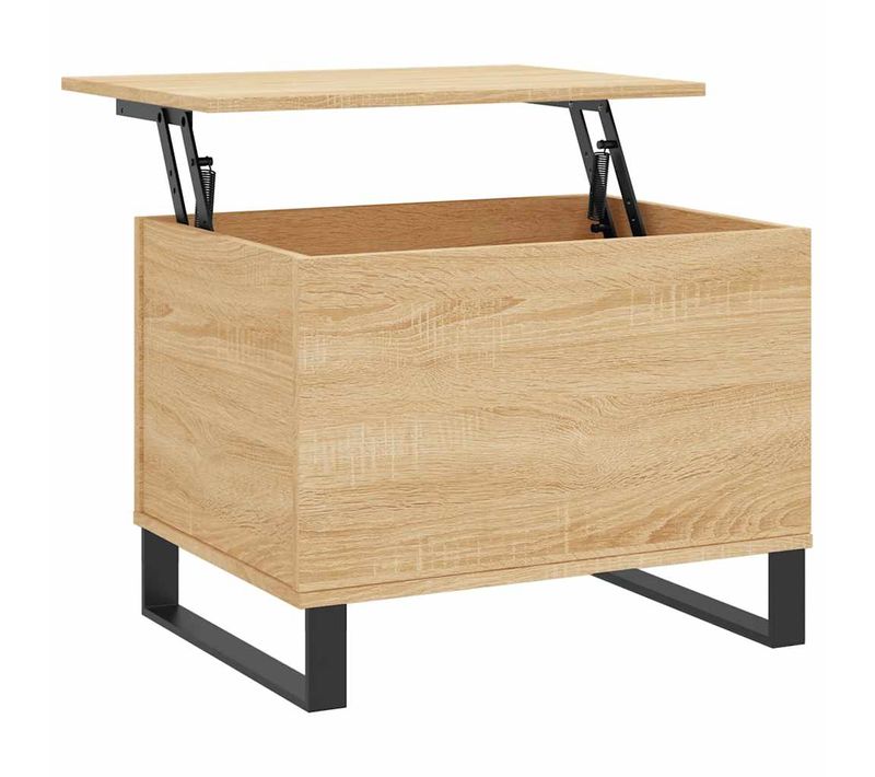 Table Basse Avec Plateau Relevable 60 X 44,5 X 45 Cm Bois D'ingénierie Couleur Chêne Et Métal Dec0