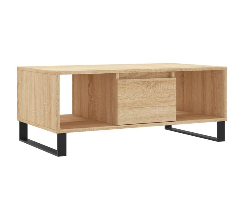 Table Basse 2 Compartiments Et Tiroir Design Moderne Et Contemporaine 90 X 50 X 36,5 Cm Bois D'ing