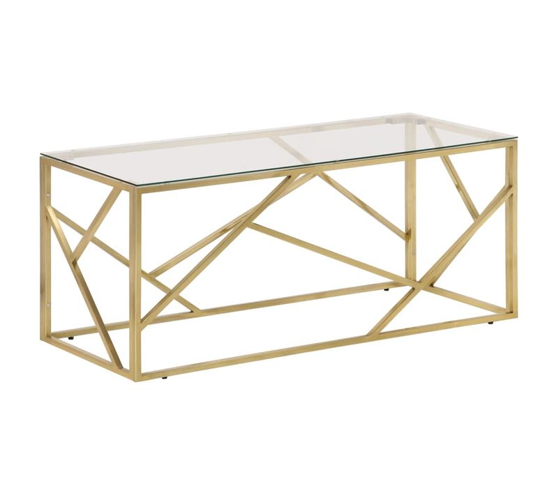 Table Basse Design Moderne Et Élégant En Cier Inoxydable Doré Et Verre Trempé Dec039119