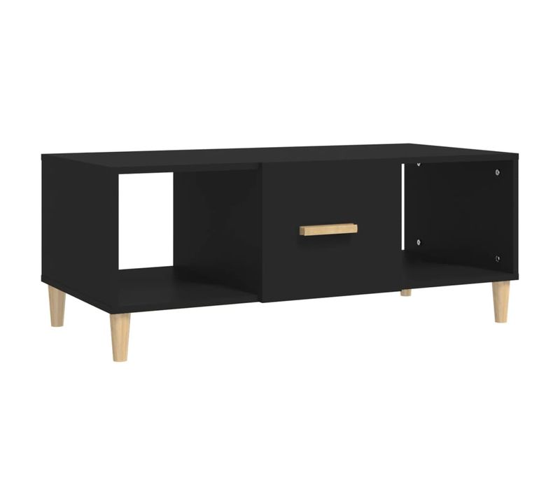 Table Basse Avec 2 Compartiments Ouverts Design Moderne 102 X 50 X 40 Cm Bois D'ingénierie Noir De