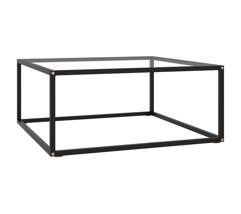 Table Basse Design Moderne Et Contemporaine Avec Verre Trempé Et Acier Noir 80 X 80 X 35 Cm Dec039