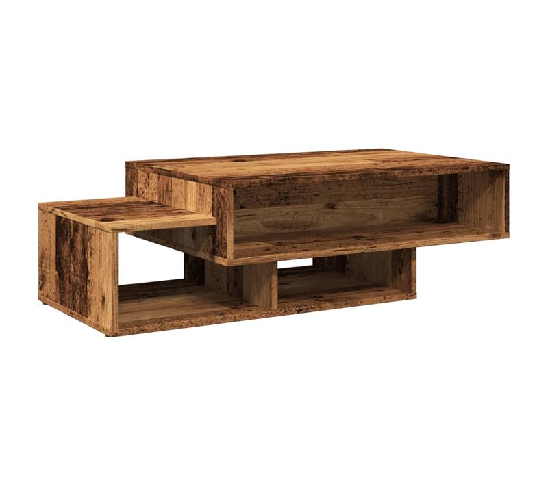 Table Basse Avec 3 Compartiments 105 X 55 X 32 Cm Bois D'ingénierie Marron Style Vieilli Dec040207