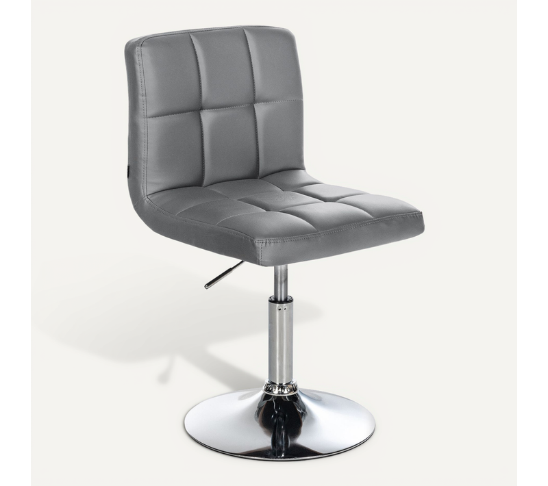 Chaise De Salle à Manger X1 Avec Dossier Assise Pivotant à 360° Hauteur Réglable En Pvc Gris Cadre
