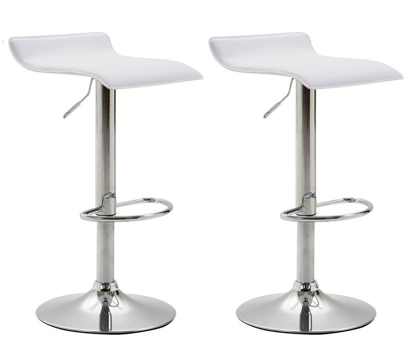 Lot De 2 Tabourets De Bar Design Minimaliste Hauteur Réglable Repose-pieds En Pvc Blanc Et Métal
