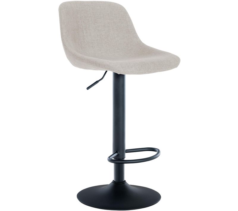 Tabouret De Bar X1 Rotation à 360°en Tissu Crème Pieds En Trompette Métal Noir 10_0005709