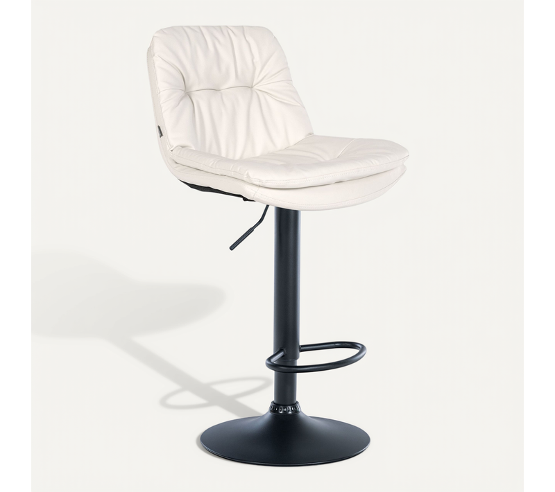 Tabouret Chaise Haute X1 Pour Cuisine Et Bar à Assise Moelleuse En Simili Blanc Foncé Cadre En