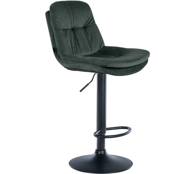 Tabouret Chaise Haute X1 Pour Cuisine Et Bar à Assise Moelleuse En Velours Vert Cadre En Métal Noi