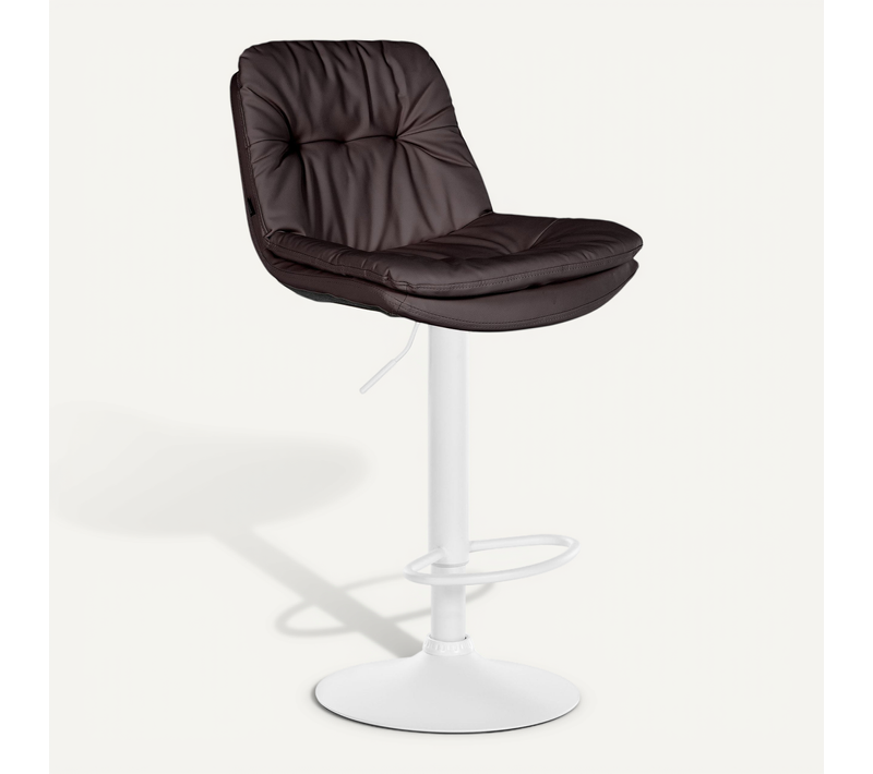 Tabouret Chaise Haute X1 Pour Cuisine Et Bar à Assise Moelleuse En Simili Marron Foncé Cadre E