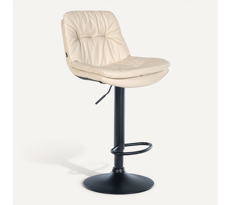 Tabouret Chaise Haute X1 Pour Cuisine Et Bar à Assise Moelleuse En Simili Crème Clair Cadre En