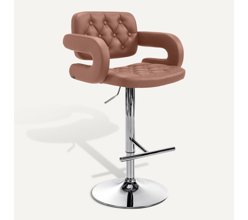 Tabouret De Bar X1 Design Moderne Assise Capitonnée Simili Marron Pied Métal Chromé 10_0006090