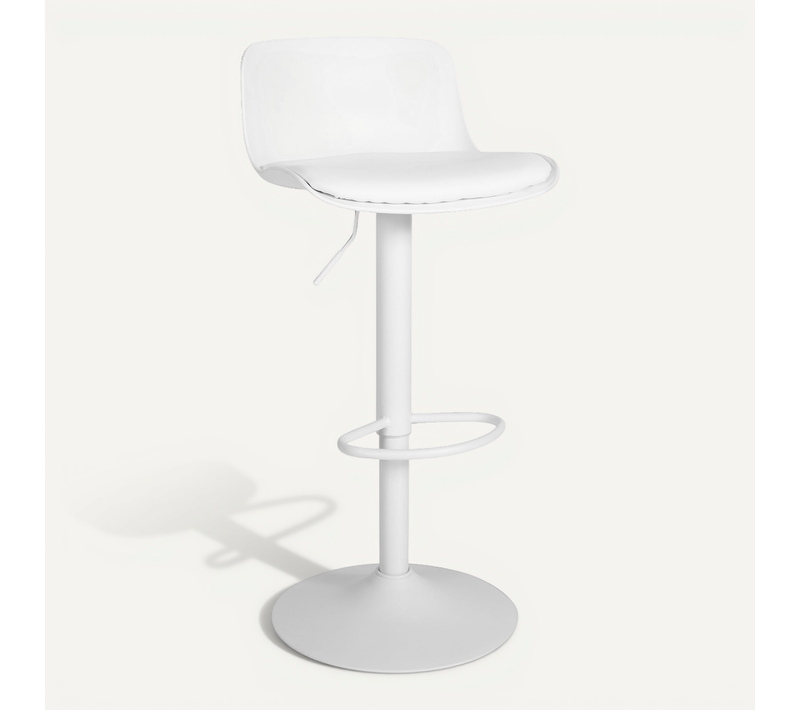 Tabouret De Bar X1 Hauteur Réglable Et Siège Pivotant Avec Siège En Plastique Blanc Métal Blanc 10