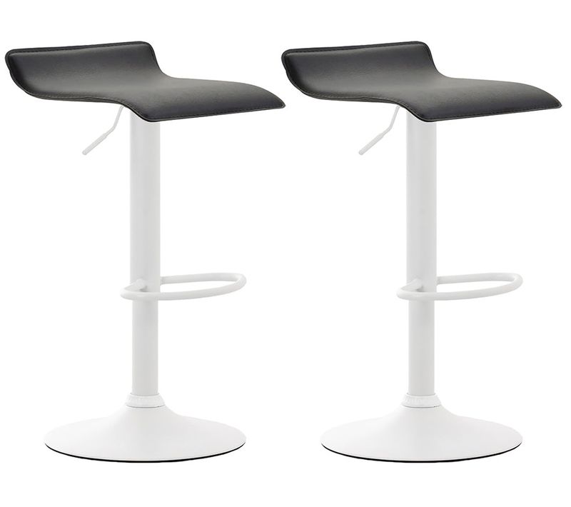 Lot De 2 Tabourets De Bar Design Minimaliste Hauteur Réglable Repose-pieds En Similicuir Noir