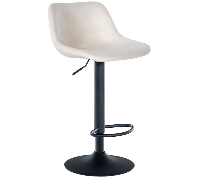 Tabouret De Bar X1 Rotation à 360°en Velours Crème Pieds En Trompette Métal Noir 10_0006522