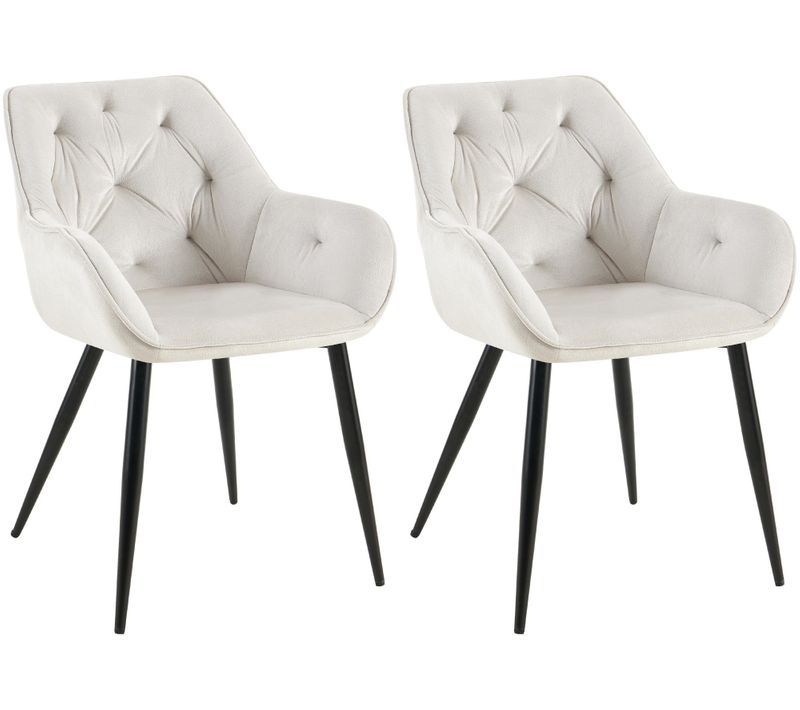 Lot De 2 Chaises De Salle à Manger Avec Revêtement En Velours Gris Clair Cadre Métal Noir Style Mo