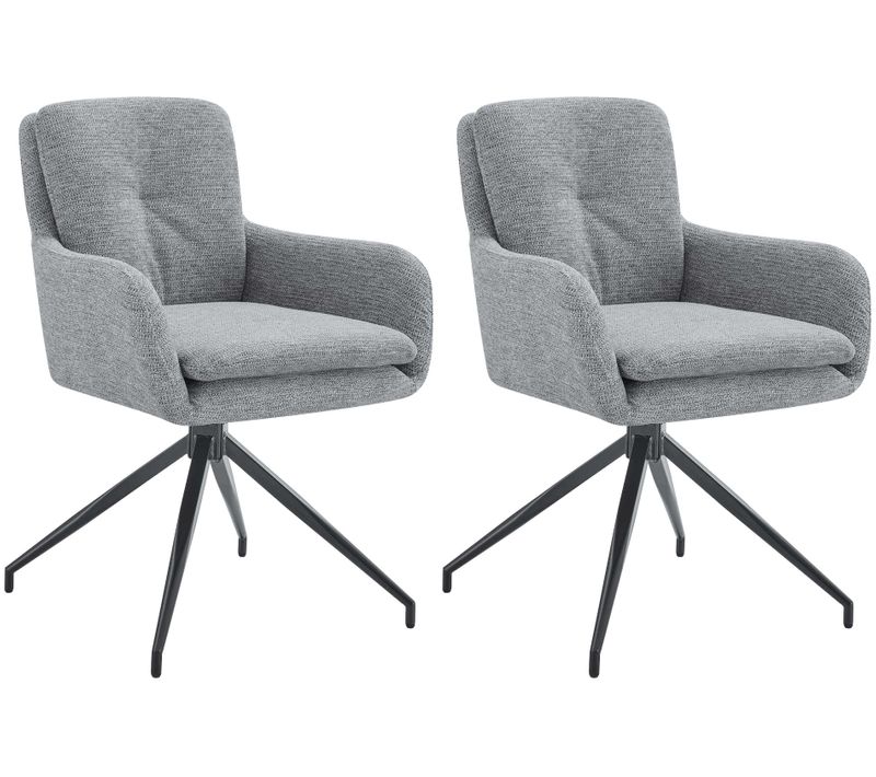 Lot De 2 Chaises De Salle à Manger Fonction Pivotante Confortable Et Moderne En Tissu Gris