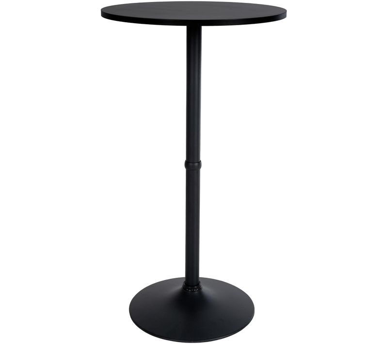 Table Haute De Bar Bistrot Plateau Forme Diamètre 60 Cm Rond En Bois Noir Et Métal Chromé 10_00065