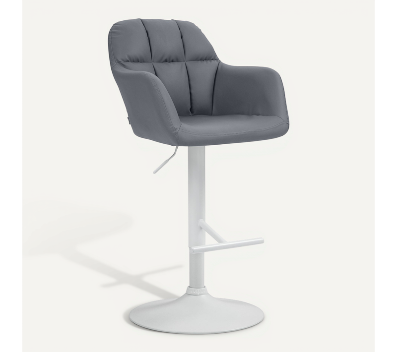 Tabouret De Bar Chaise Haute X1 Fonction Rotation 360° En Simili Gris Avec Coutures Décorative