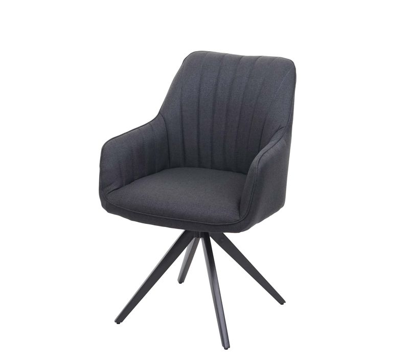 Chaise De Salle à Manger Fauteuil De Bureau En Tissu Gris Foncé En Acier Design Rétro 04_0002277