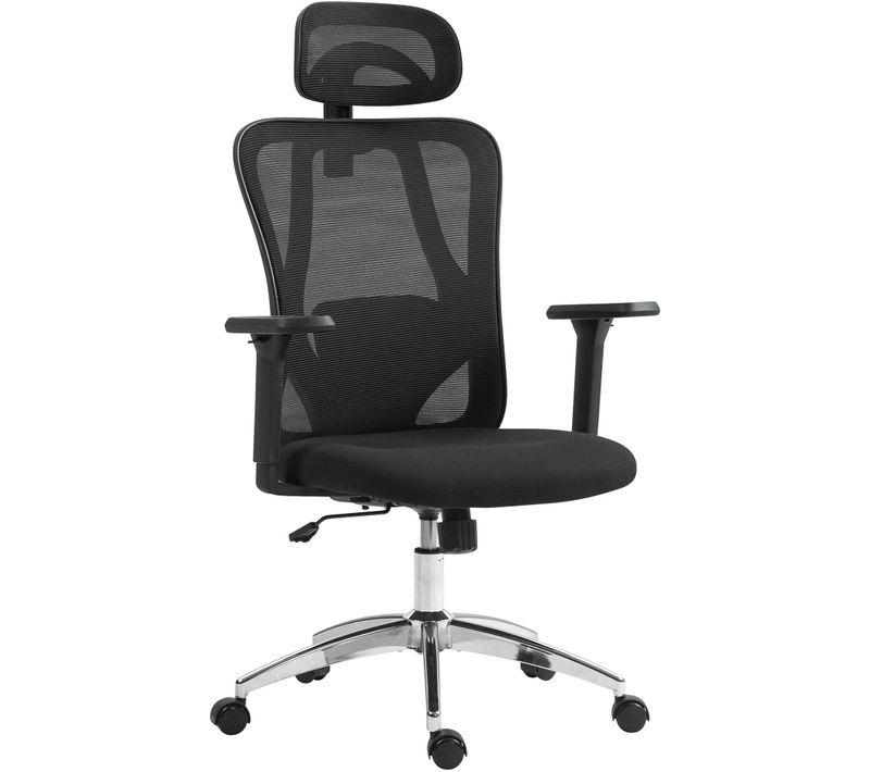 Chaise De Bureau Pivotante Et Réglable Mécanisme De Bascule Accoudoirs Appui-tête Tissu Résille No