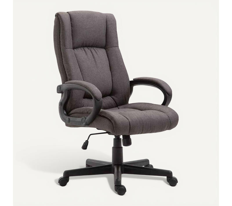 Fauteuil De Bureau Sur Roulettes Accoudoirs Hauteur Réglable En Tissu Gris Foncé Cadre Plastique 1