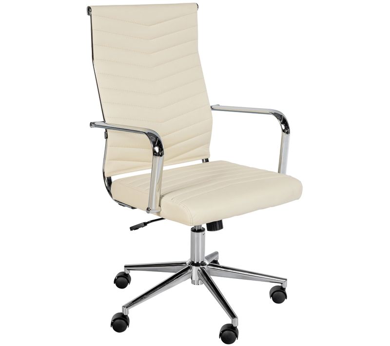 Fauteuil De Bureau Design Ergonomique Inclinaison Intégrée Avec Accoudoirs En Simili Crème