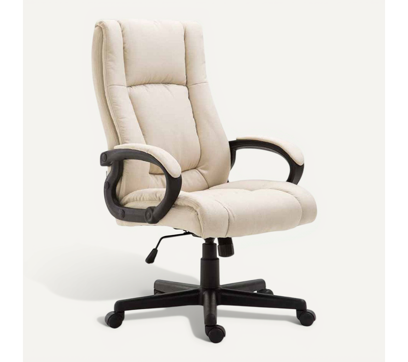 Chaise De Direction Rembourrée Pivotant Avec Accoudoirs Avec Revêtement Tissu Crème Cadre Plastique