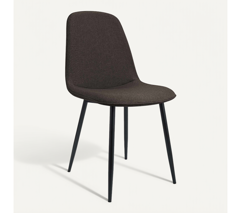 Chaise De Salle à Manger Cuisine X1 Design Moderne En Tissu Marron Cadre En Métal Noir 10_0007161