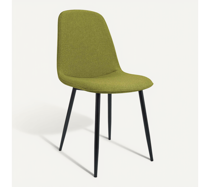 Chaise De Salle à Manger Cuisine X1 Design Moderne En Tissu Vert Cadre En Métal Noir 10_0007166