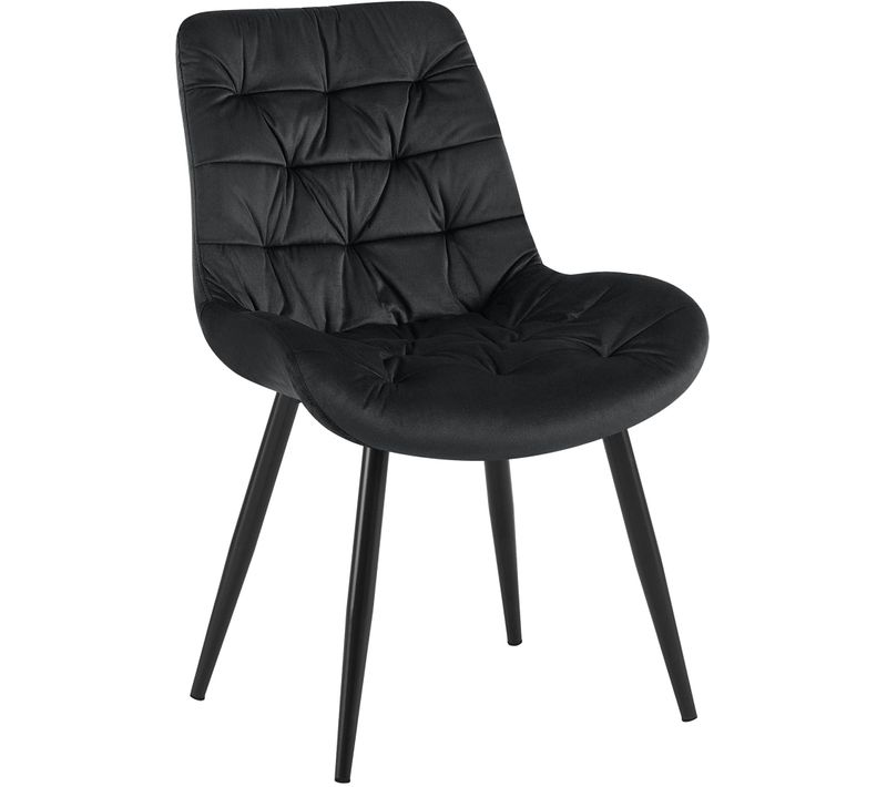 Chaise De Salle à Manger X1 En Velours Noir Cadre En Métal Noir Confort et Élégance Intemporelle 10