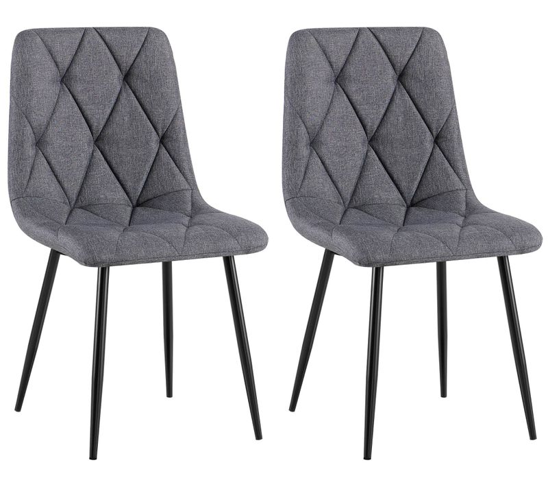 Lot De 2 Chaises De Salle à Manger Design Moderne Surpiqûres En Losange Tissu Gris Foncé