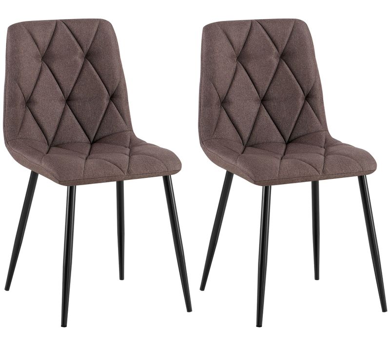 Lot De 2 Chaises De Salle à Manger Design Moderne Surpiqûres En Losange Tissu Marron