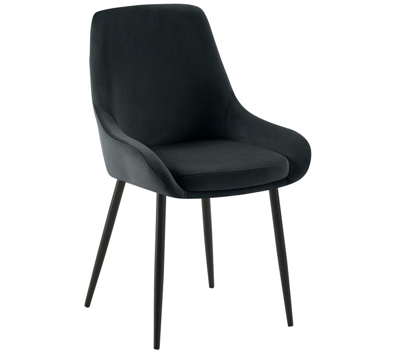 Chaise De Salle à Manger X1 Élégance Confort Design Moderne En Velours Noir Structure Métallique