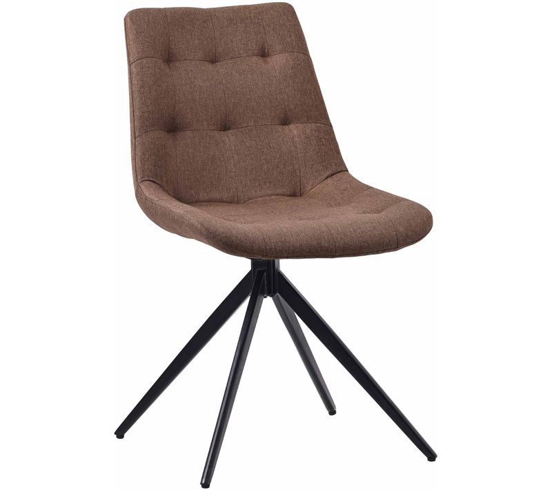 Chaise Contemporaine Pivotante Avec Pieds Croisés En Métal Noir Et Assise En Tissu Marron 10_00074