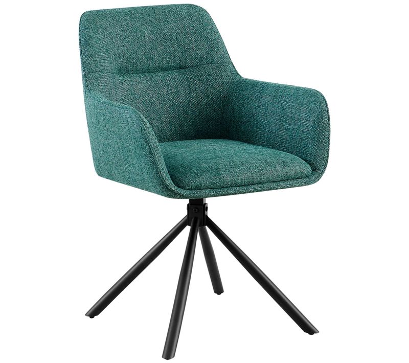 Chaise Pivotante Style Moderne Et Contemporain En Tissu Vert Piètement à Quatre Pieds Métal Noir 1