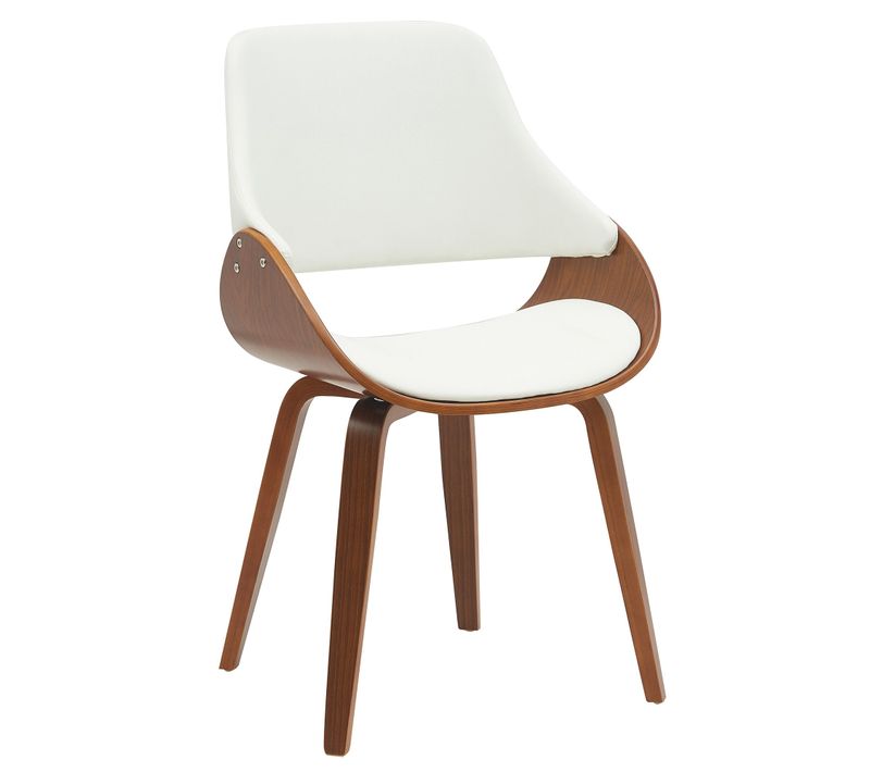 Chaise De Salle à Manger X1 Design Scandinave En Bois Courbé Noyer Et Simili Blanc 10_0007537