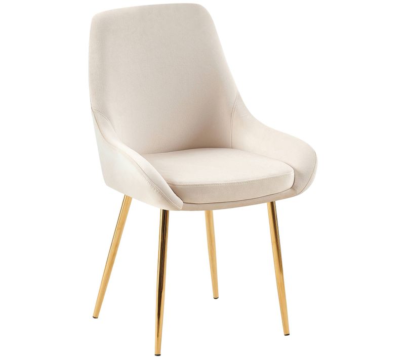 Chaise De Salle à Manger X1 Élégance Confort Design Moderne En Velours Crème Structure Métallique