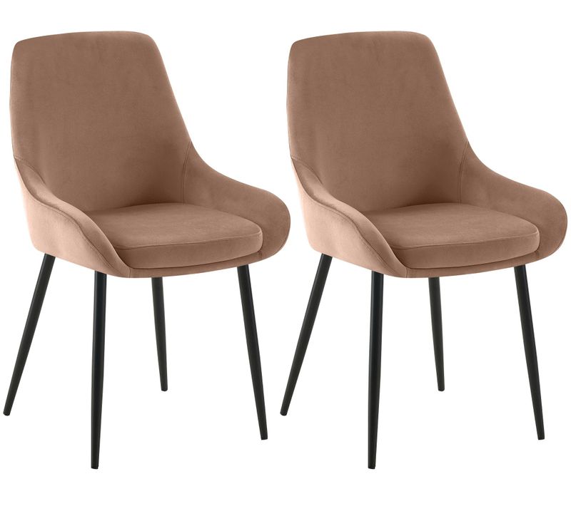 Lot De 2 Chaises De Salle à Manger Élégance Confort Design Moderne En Velours Marron