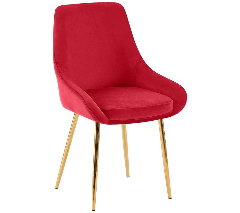 Chaise De Salle à Manger X1 Élégance Confort Design Moderne En Velours Rouge Structure Métallique