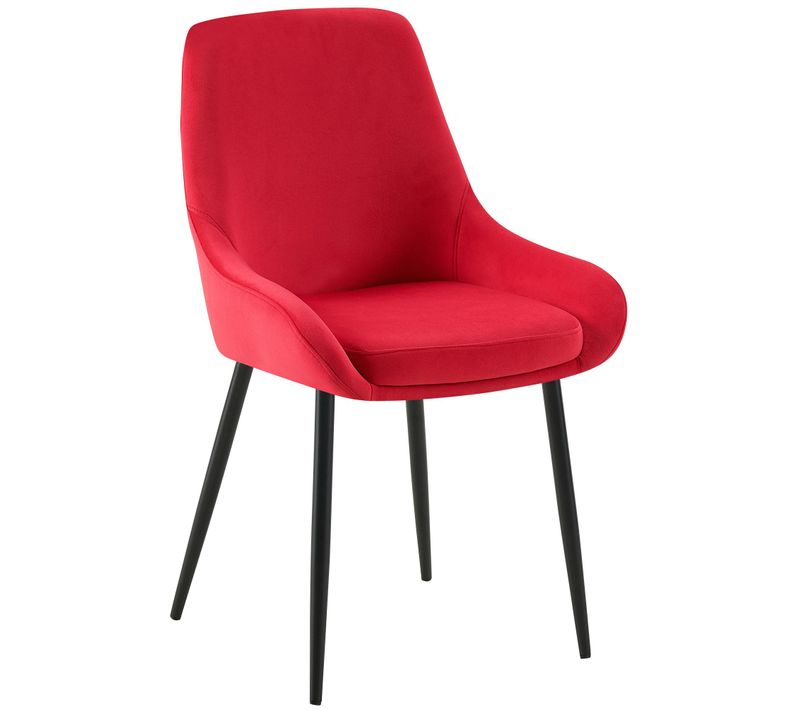 Chaise De Salle à Manger X1 élégance Confort Design Moderne En Velours Rouge Structure Métallique