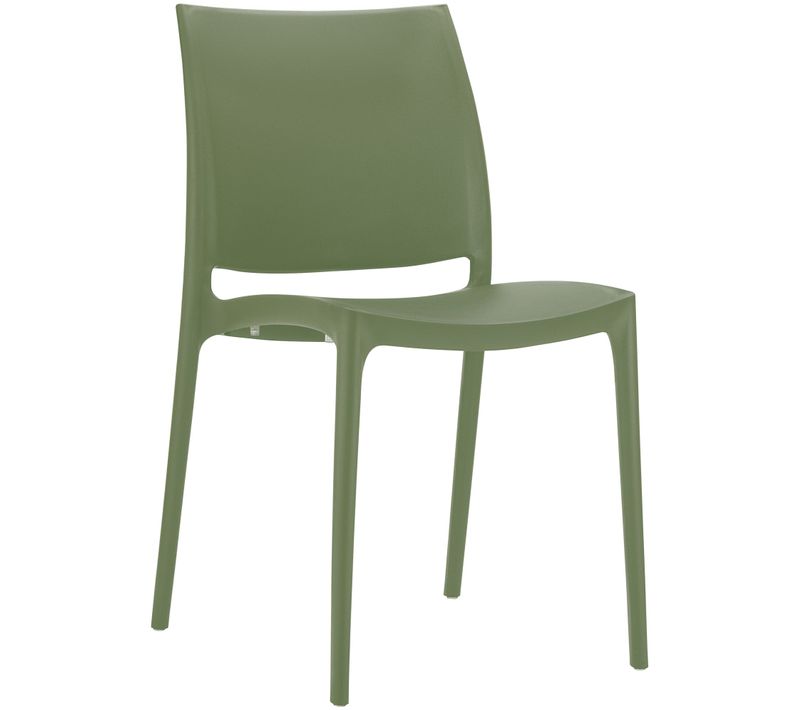 Chaise Empilable Design En Plastique Couleur Olive Résistant Aux Uv – Jardin Terrasse Et Intérieur