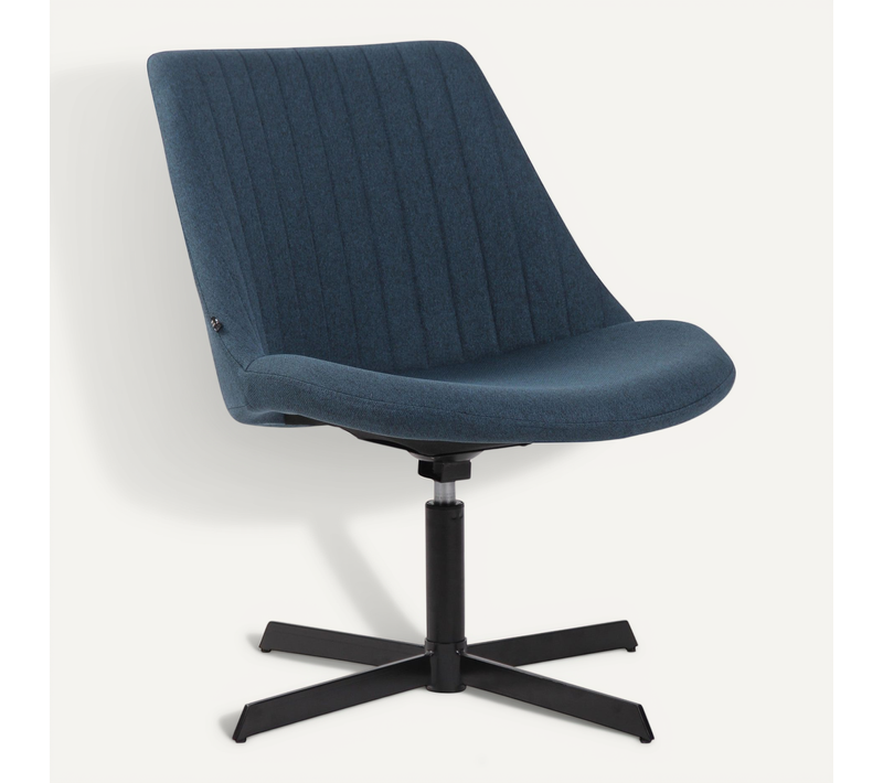 Chaise Lounge Design En Tissu Bleu Avec Dossier à Coutures Verticales Avec Piètement étoile