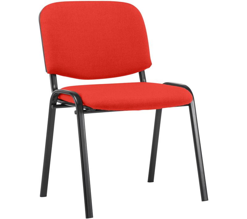 Chaise Visiteur Empilable Zone D'attente En Tissu Rouge Piètement à 4 Pieds En Métal Noir 10_00083