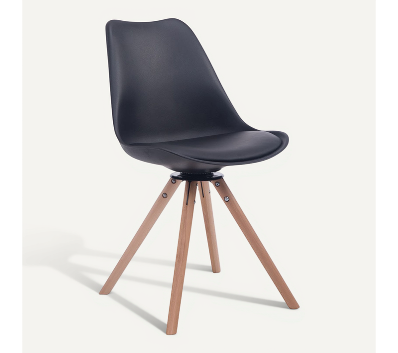 Chaise De Salle à Manger X1 Chaise Visiteur Assise Pivotant à 360° En Plastique Et Pvc Noir