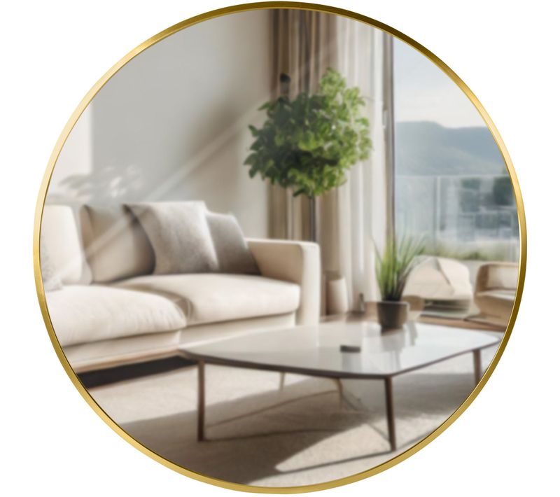 Miroir Mural Rond En Métal Doré Diamètre 60 Cm 10_0008417