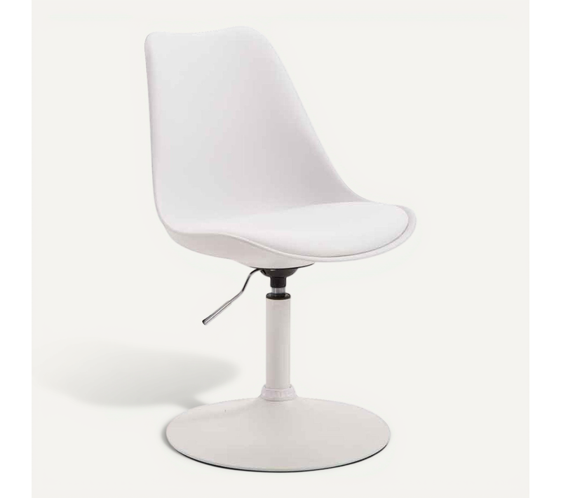 Chaise De Salle à Manger X1 Pivotante Hauteur Réglable En Plastique Blanc Et Pied Trompette