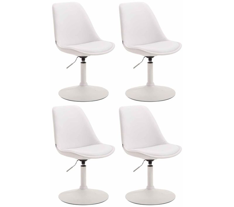 Lot De 4 Chaises De Salle à Manger Pivotante Hauteur Réglable En Pvc Blanc Et Pied Trompette