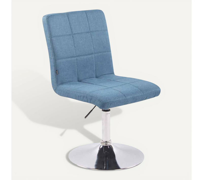 Chaise De Salle à Manger X1 Pivotante Réglable En Hauteur Coutures Carrées Tissu Bleu