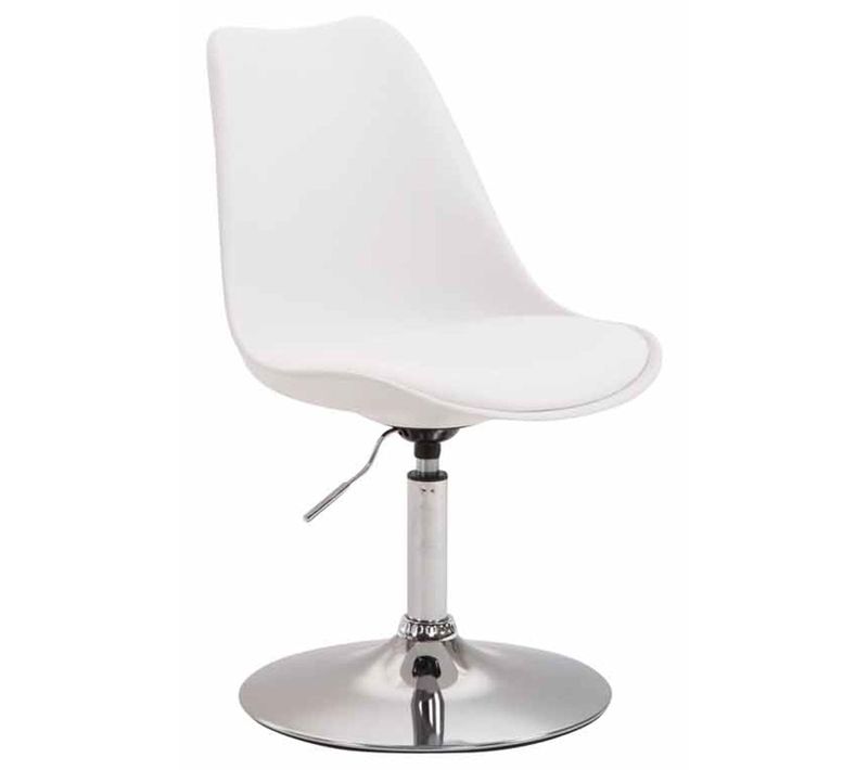 Chaise De Salle à Manger X1 Pivotante Hauteur Réglable En Plastique Blanc Et Pied Trompette