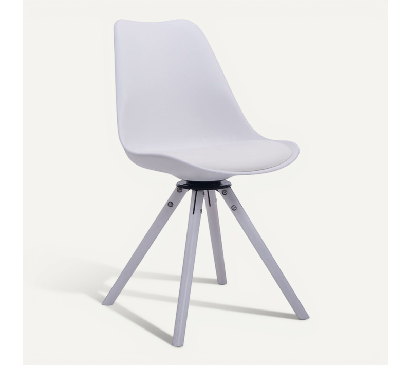 Chaise De Salle à Manger X1 Pivotante 360° Revêtement Simili Blanc Assise Plastique Piètement
