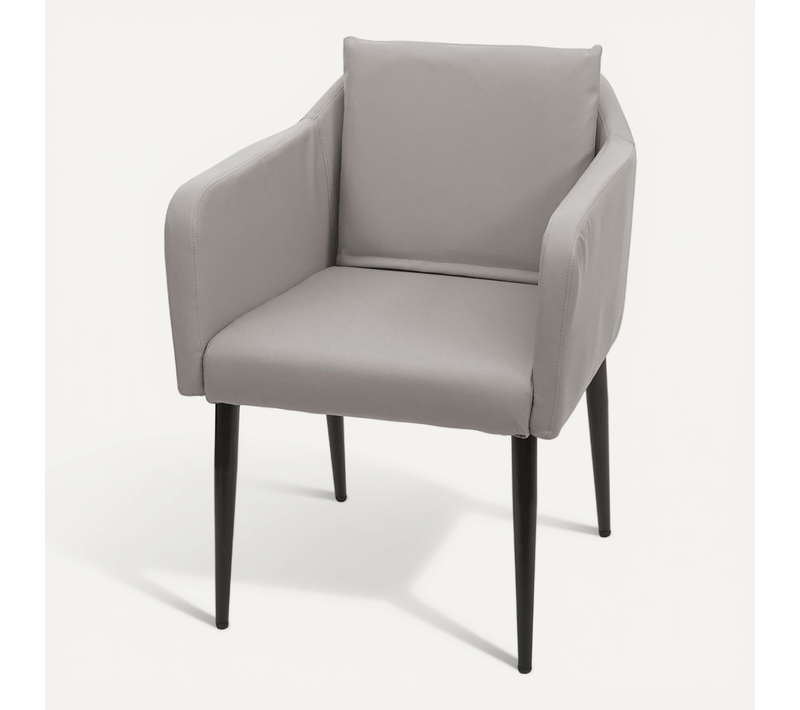 Fauteuil Chaise Lounge Salle à Manger Bureau Visiteur En Synthétique Taupe-gris Pieds Métal Noir 0